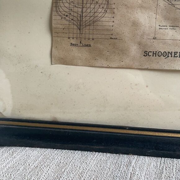 Vintage Antique Framed Blueprint Schooner Elsie Out of Gloucester, Mass. 1910 - Picture 16 of 16